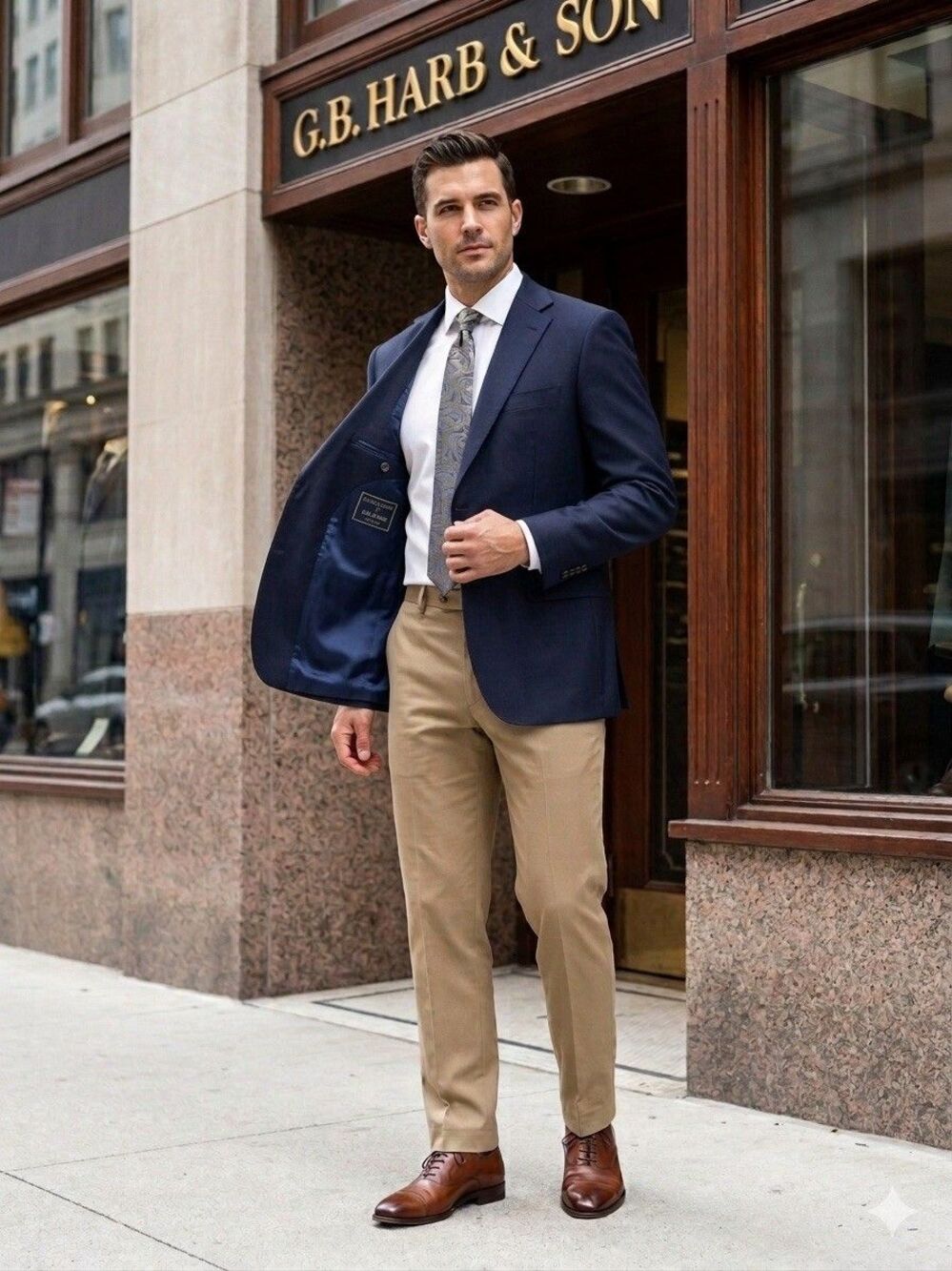 Samuelsohn Navy Blue Blazer 100% Wool 41R Custom Made Canada G.B. Harb & Son